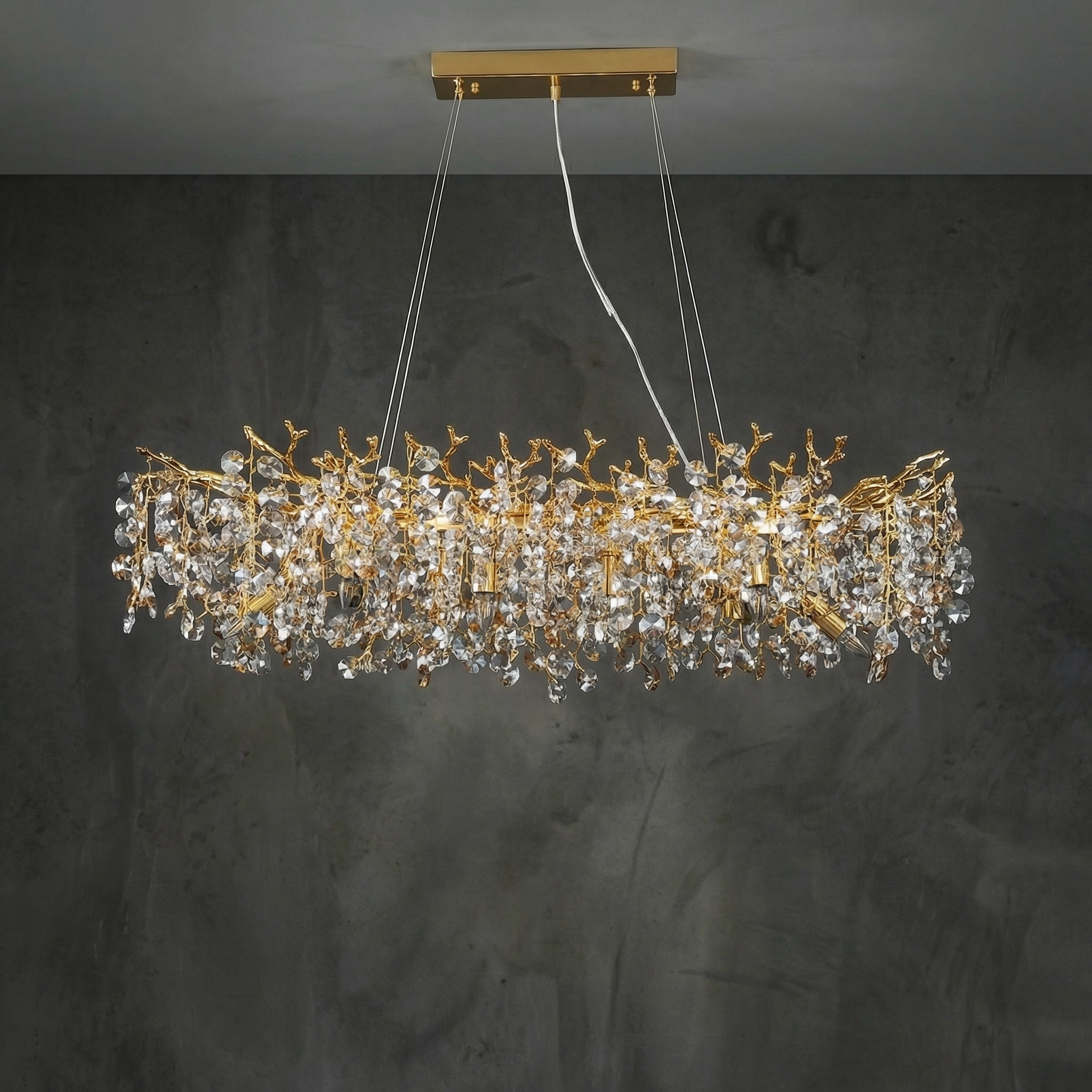Wisteria Petal Oval Chandelier - dark