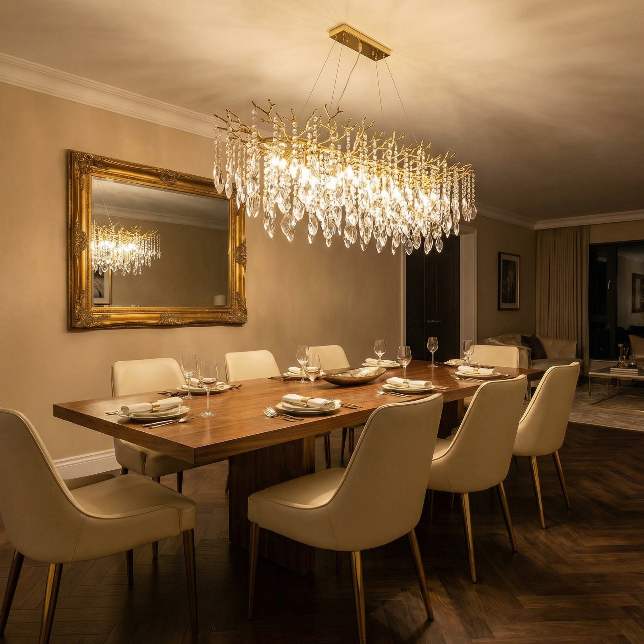 Wisteria Petal Oval Chandelier - scene