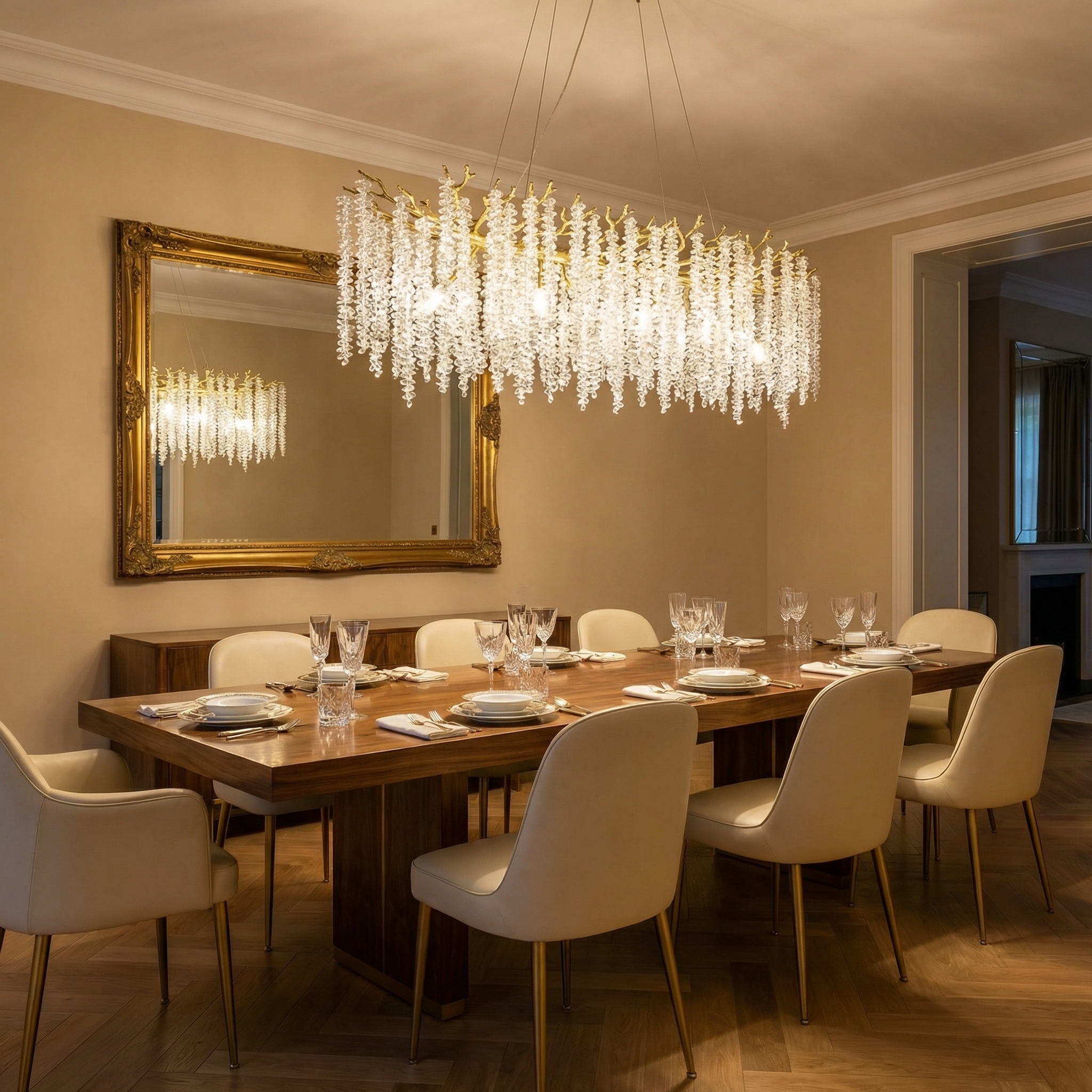 Wisteria Bead Oval Chandelier - scene