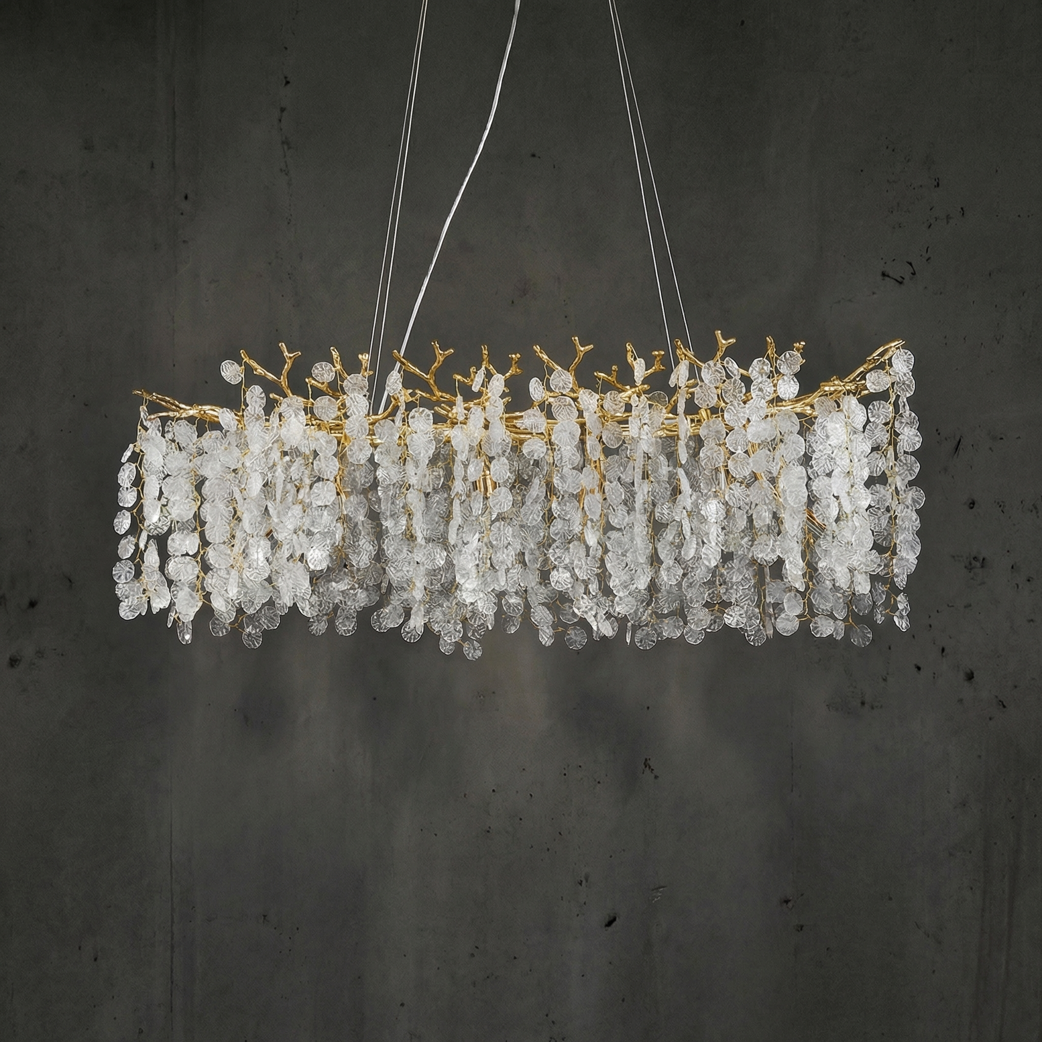 Wisteria Leaf Oval Chandelier - dark