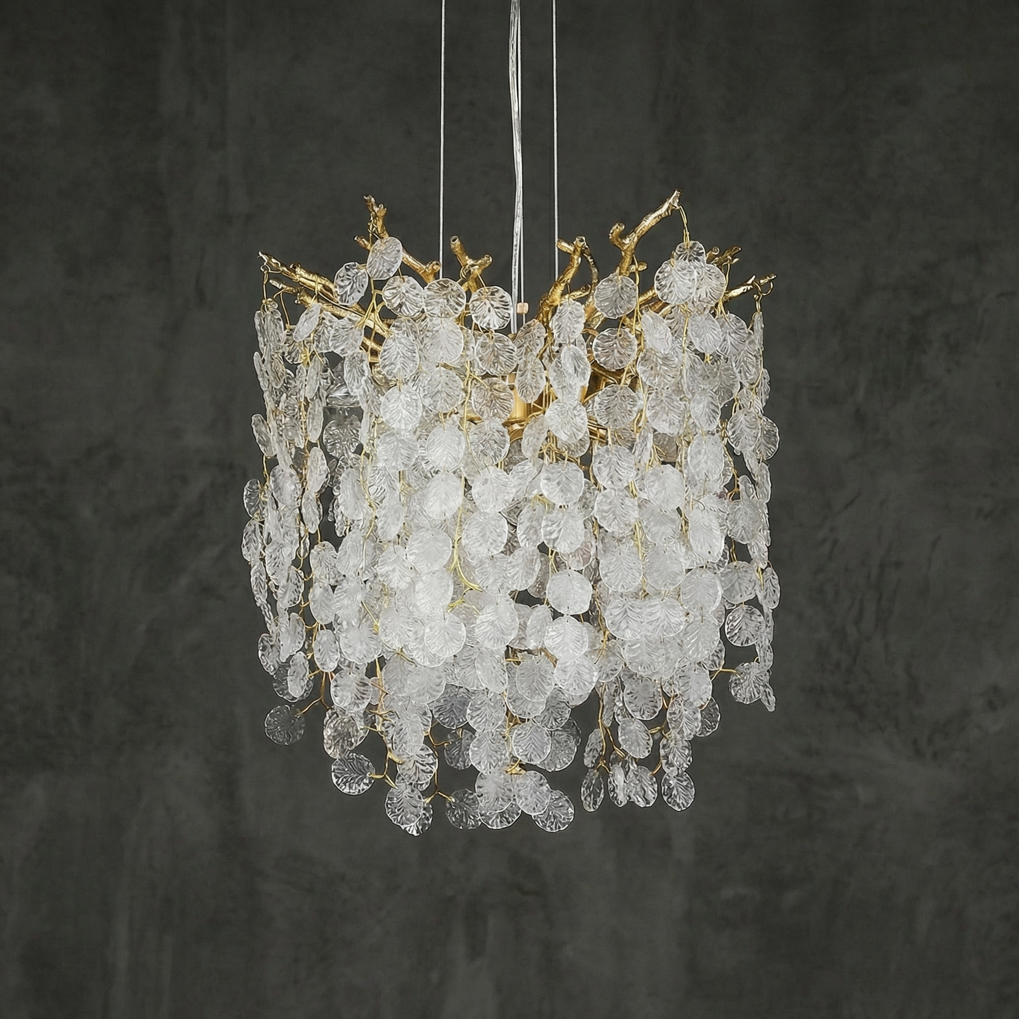 Wisteria Leaf Round Chandelier - dark
